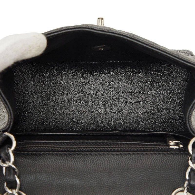 Chanel Mini Quilted 17 CC Logo Chain Shoulder Bag Pouch Pochette Black Silver — view 9