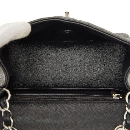 Chanel Mini Quilted 17 CC Logo Chain Shoulder Bag Pouch Pochette Black Silver — view 9