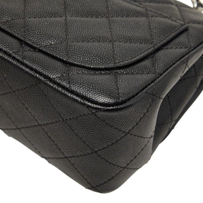 Chanel Mini Quilted 17 CC Logo Chain Shoulder Bag Pouch Pochette Black Silver — view 6