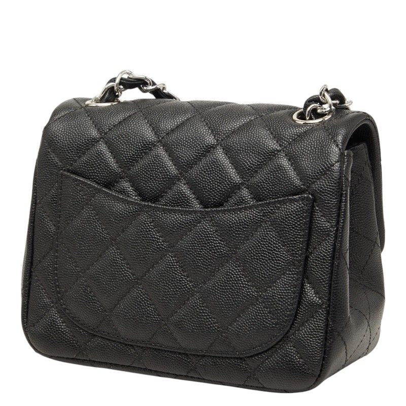 Chanel Mini Quilted 17 CC Logo Chain Shoulder Bag Pouch Pochette Black Silver — view 2