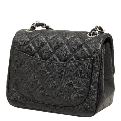 Chanel Mini Quilted 17 CC Logo Chain Shoulder Bag Pouch Pochette Black Silver — view 2