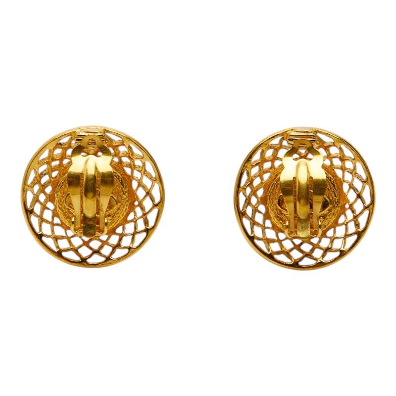 Chanel CC Logo Round Earrings Gold Plated Faux Pearl — view 3