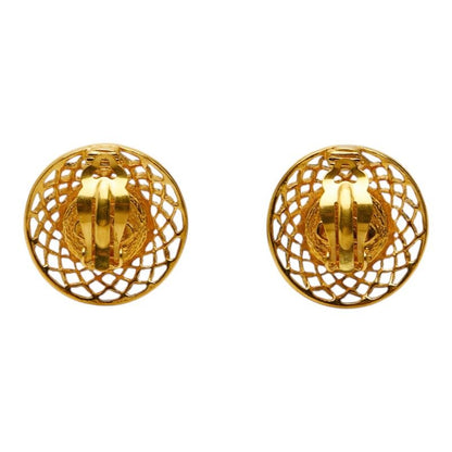 Chanel CC Logo Round Earrings Gold Plated Faux Pearl — view 3