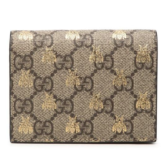 Gucci GG Supreme Beige Bifold Wallet Compact Leather