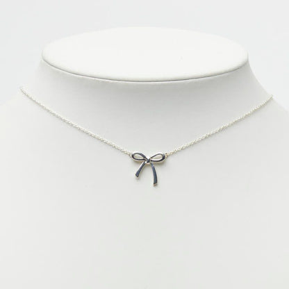 Tiffany & Co Bow Ribbon Necklace Silver — view 7