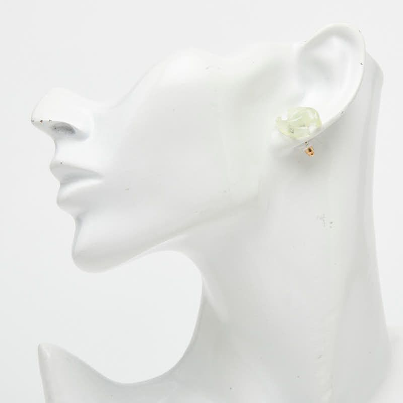 Chanel CC Logo Earrings Clear Green Gold Plastic Plated — view 6
