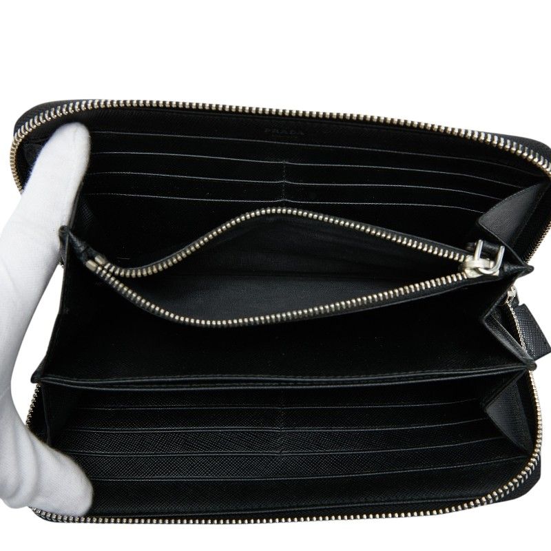 Prada Zip Around Wallet Black Saffiano Leather — view 6