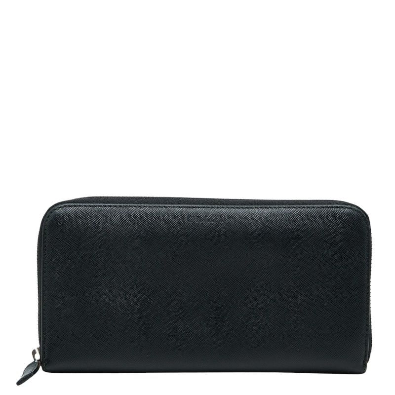 Prada Zip Around Wallet Black Saffiano Leather