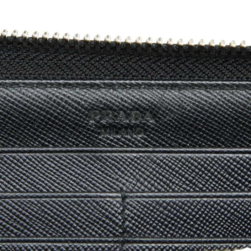 Prada Zip Around Wallet Black Saffiano Leather — view 7