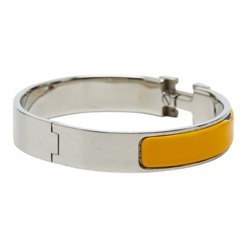 Hermes Click PM Bangle Silver Orange Metal Enamel 1- Bracelet — view 2