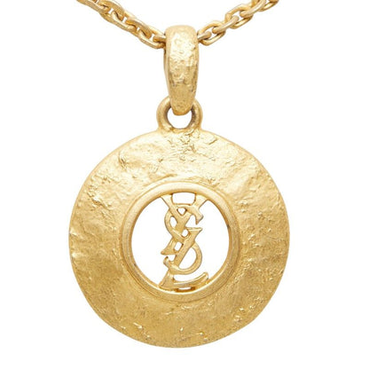 Saint Laurent Vintage YSL Logo Necklace Gold Plated — view 2