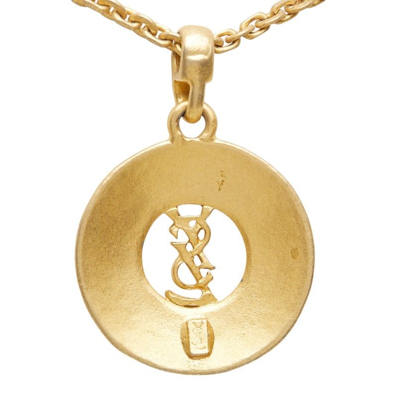 Saint Laurent Vintage YSL Logo Necklace Gold Plated — view 3