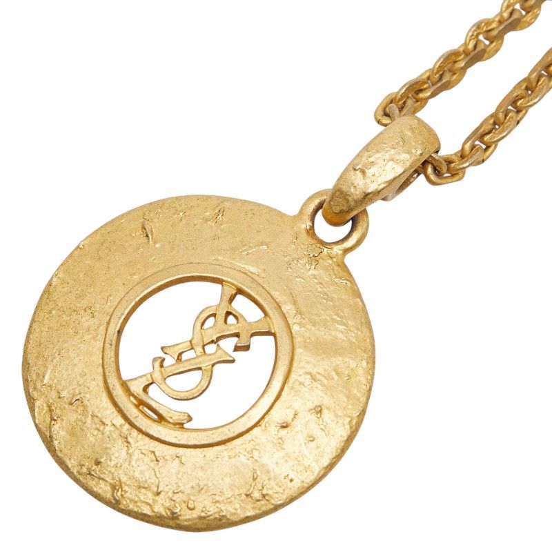 Saint Laurent Vintage YSL Logo Necklace Gold Plated