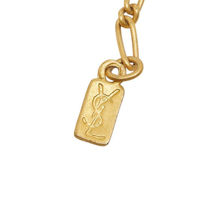 Saint Laurent Vintage YSL Logo Necklace Gold Plated — view 7