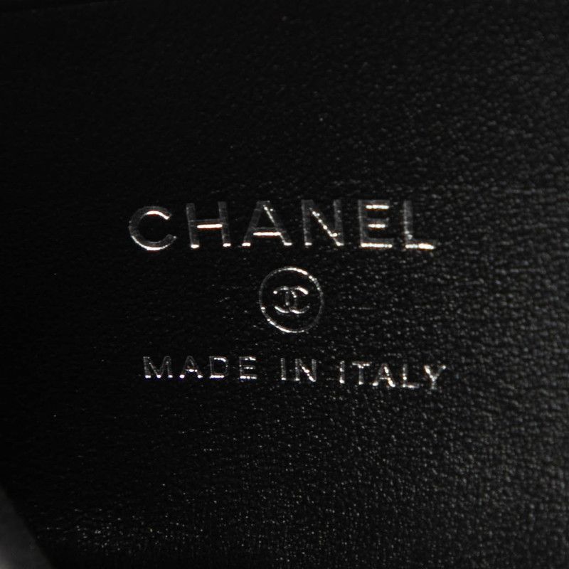 Chanel CC Logo Quilted Coin Case Compact Wallet L-shaped So Black Leather — view 5