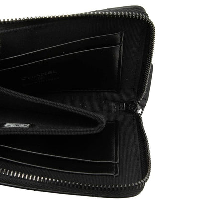 Chanel CC Logo Quilted Coin Case Compact Wallet L-shaped So Black Leather — view 4