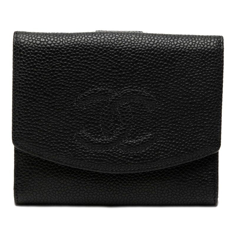 Chanel CC Logo Bifold Wallet Black Caviar Leather