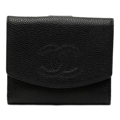 Chanel CC Logo Bifold Wallet Black Caviar Leather