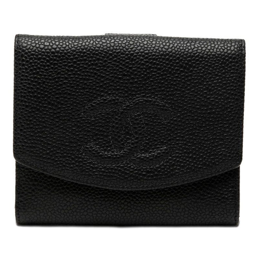 Chanel CC Logo Bifold Wallet Black Caviar Leather