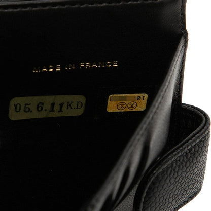 Chanel CC Logo Bifold Wallet Black Caviar Leather — view 7