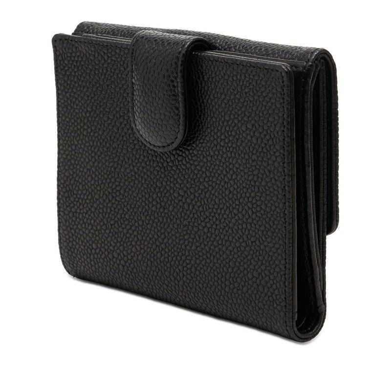 Chanel CC Logo Bifold Wallet Black Caviar Leather — view 2