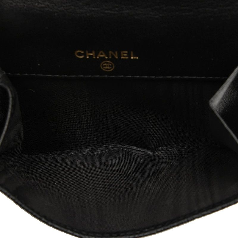 Chanel CC Logo Bifold Wallet Black Caviar Leather — view 5