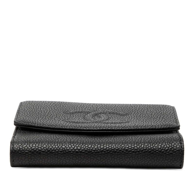 Chanel CC Logo Bifold Wallet Black Caviar Leather — view 3
