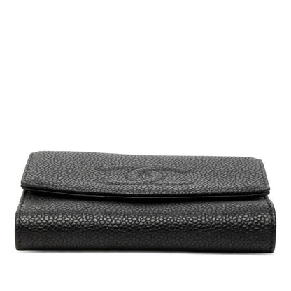 Chanel CC Logo Bifold Wallet Black Caviar Leather — view 3