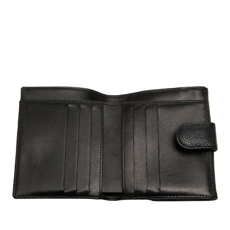 Chanel CC Logo Bifold Wallet Black Caviar Leather — view 4