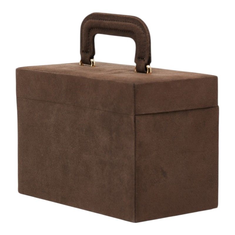 Saint Laurent Logo Box Set Vanity Bag Brown Suede Leather — view 2