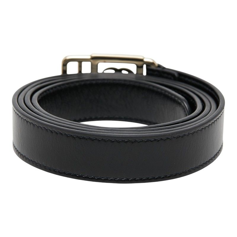 Gucci Double Buckle Slim Belt Black Gold Leather Plated — view 3