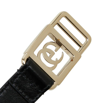 Gucci Double Buckle Slim Belt Black Gold Leather Plated — view 5