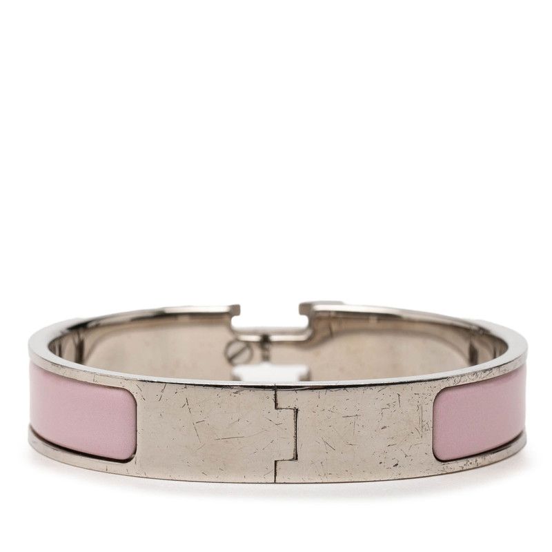 Hermes Click PM Bracelet Silver Pink Metal Enamel — view 3