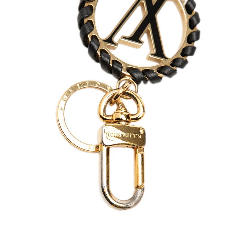 Louis Vuitton Porte Cles Berry Key Holder Bag Charm Black Gold Leather Plated — view 3