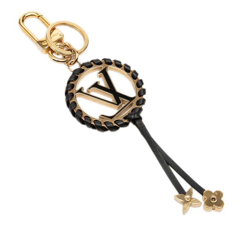 Louis Vuitton Porte Cles Berry Key Holder Bag Charm Black Gold Leather Plated — view 2