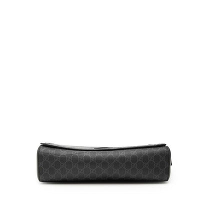 Gucci GG Supreme Shoulder Bag Black Gray Leather — view 3