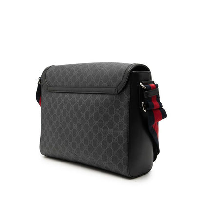 Gucci GG Supreme Shoulder Bag Black Gray Leather — view 2
