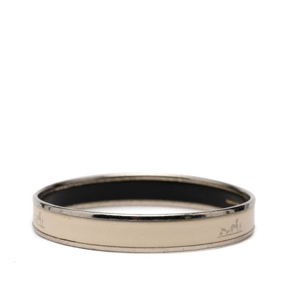 Hermes Enamel PM Bangle Silver Ivory Metal 1- Bracelet — view 2