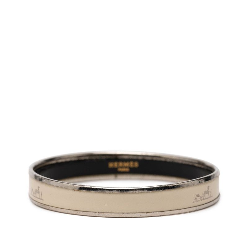 Hermes Enamel PM Bangle Silver Ivory Metal 1- Bracelet — view 3