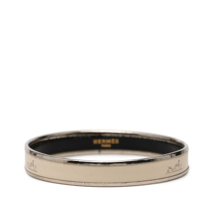 Hermes Enamel PM Bangle Silver Ivory Metal 1- Bracelet — view 3