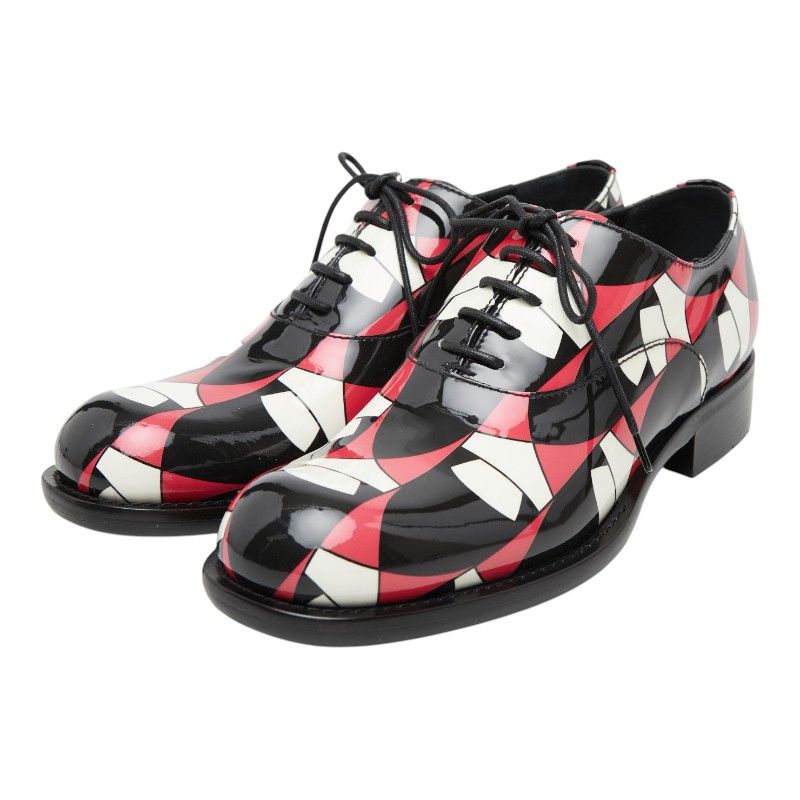 Prada Dress Shoes 37 Multi Color Black Red Patent Leather