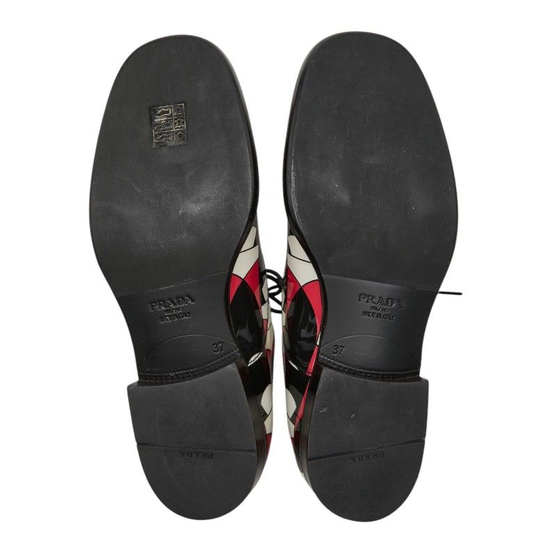 Prada Dress Shoes 37 Multi Color Black Red Patent Leather — view 5