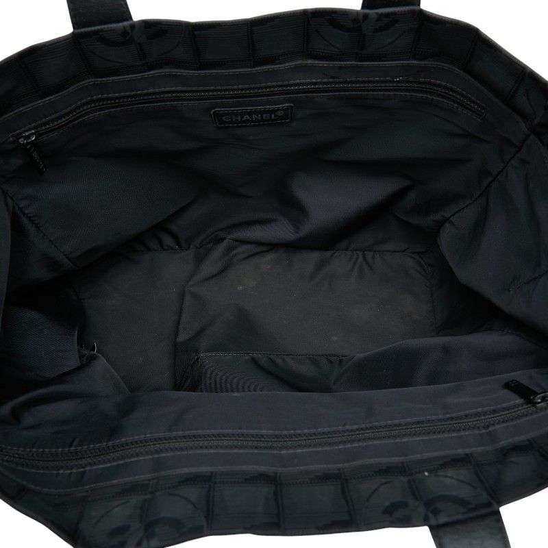 Chanel New Travel Line CC Logo Tote Black Nylon Leather — view 8