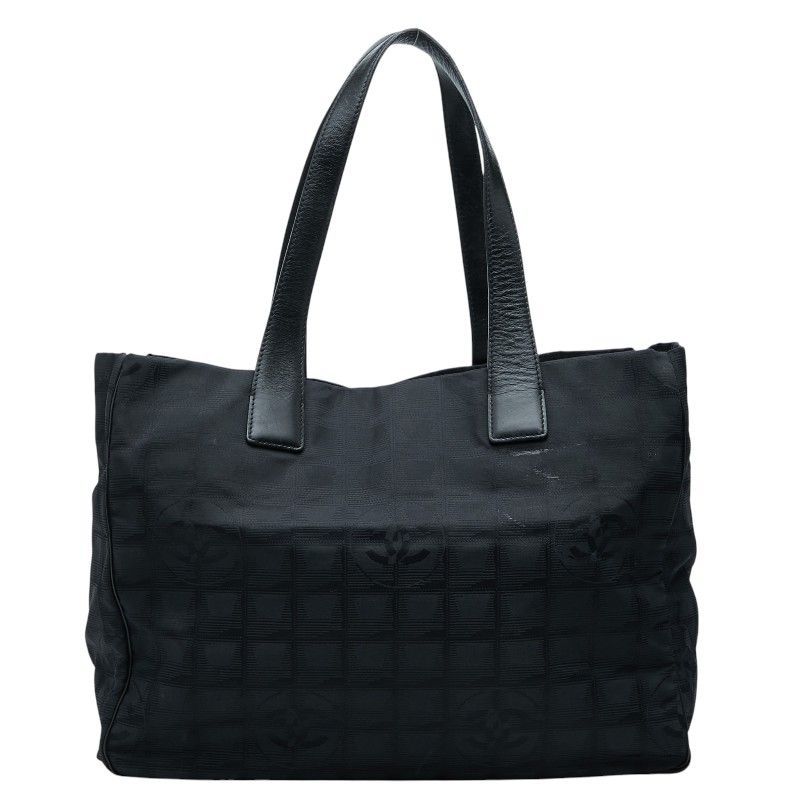 Chanel New Travel Line CC Logo Tote Black Nylon Leather
