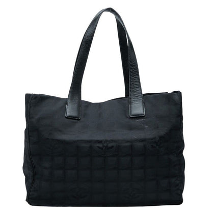 Chanel New Travel Line CC Logo Tote Black Nylon Leather