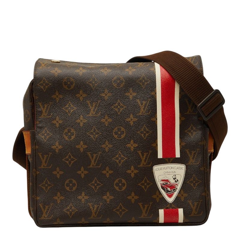 Louis Vuitton Monogram Naviglio Chinaran Crossbody Shoulder Bag Brown Leather
