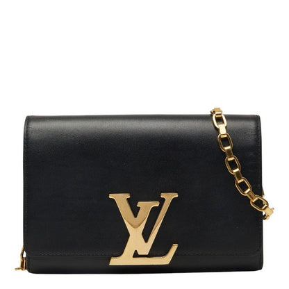 Louis Vuitton Pochette e MM Chain Shoulder Bag Black Leather