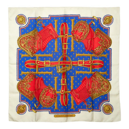 Hermes Carre 90 Selles a Housse Cover Scarf Large Multi Color Silk
