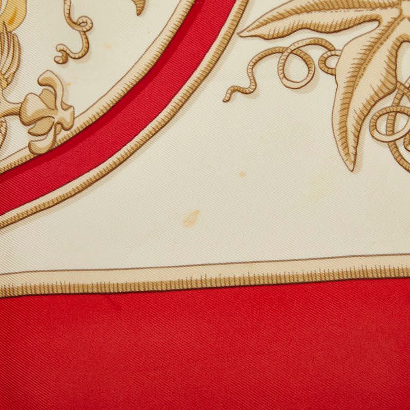 Hermes Carre 90 Caraibes Caribbean Bird Scarf Large Red Ivory Silk — view 3