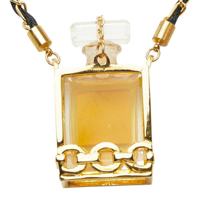 Chanel Perfume Bottle Chain Pendant Black Gold Plastic Plated — view 4